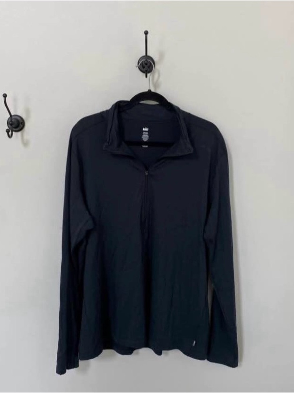 REI Men's Black 100% Merino Wool Full-Zip Lightweight Sweater